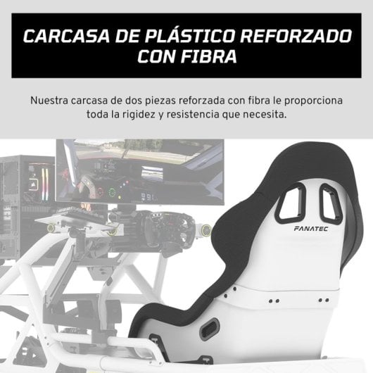 Asiento Sim Racing Fanatec ClubSport GT Blanco Reforzado con Fibra Soporte Lumbar 635x653x920mm