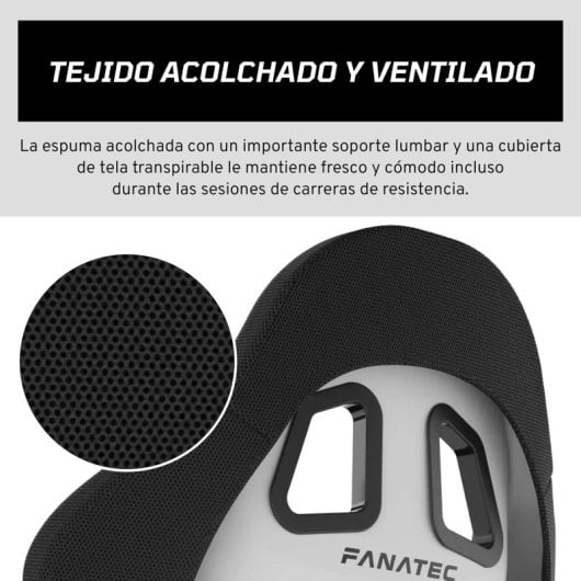 Asiento Sim Racing Fanatec ClubSport GT Blanco Reforzado con Fibra Soporte Lumbar 635x653x920mm