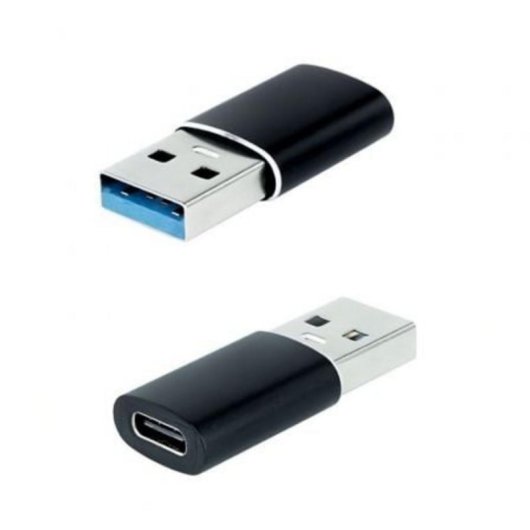 Adaptador USB-A 3.1 Nanocable 10.02.0012  USB-A Macho a USB-C Hembra Negro OTG 30mm