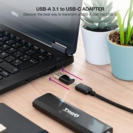 Adaptador USB-A 3.1 Nanocable 10.02.0012  USB-A Macho a USB-C Hembra Negro OTG 30mm