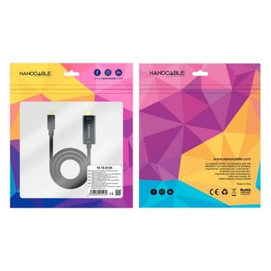 Cabo Conversor Nanocable 10.15.5135 USB-C a HDMI 1.4 4K@30Hz 5m Preto