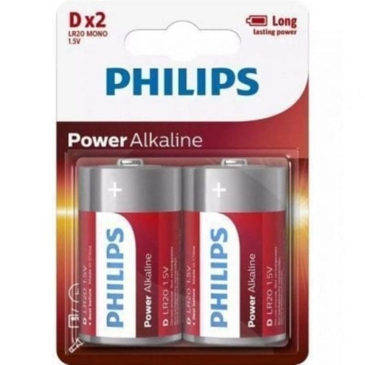 Pila Philips Power Alkaline LR20P2B/10 Alcalina 1,5V Pack de 2 Piezas