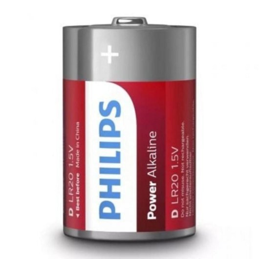 Pila Philips Power Alkaline LR20P2B/10 Alcalina 1,5V Pack de 2 Piezas