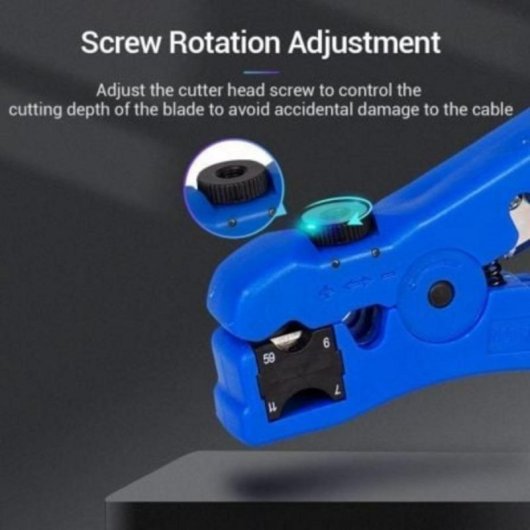 Pelacables Coaxial Vention KEBL0 3,2-9,0mm Acero ABS Azul Cuchillas Convertibles Profesional