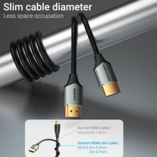 Cabo HDMI Vention ALEHD 2.0 4K 50cm Ultra Fino Cinzento Plug and Play