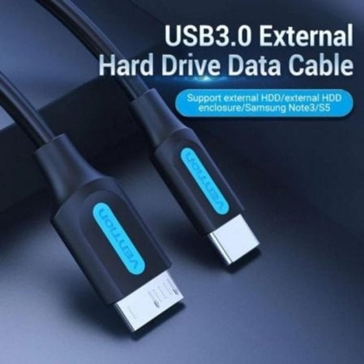 Cable USB 3.0 Vention CQABF MicroUSB Macho - USB Tipo-C Macho 5Gbps 1m Preto