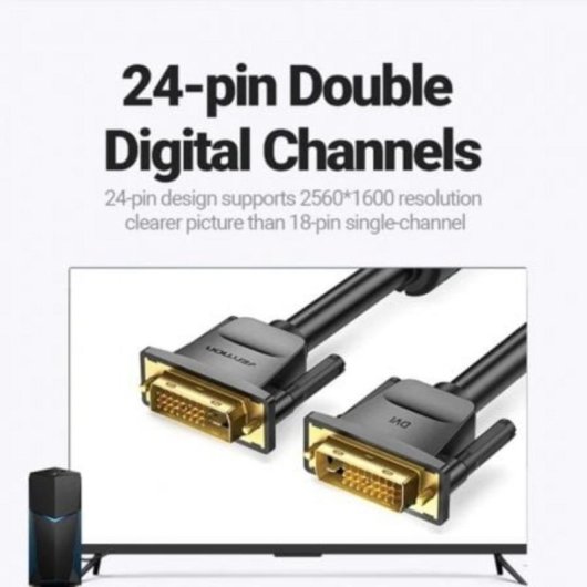 Cable DVI Vention EAABF 1m DVI-D Macho a DVI-D Macho chapado en oro negro