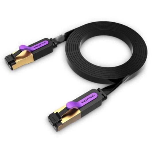 Cable de Red RJ45 Vention ICABJ Cat7 5m 10Gbps STP Plano Negro Oro 600MHz