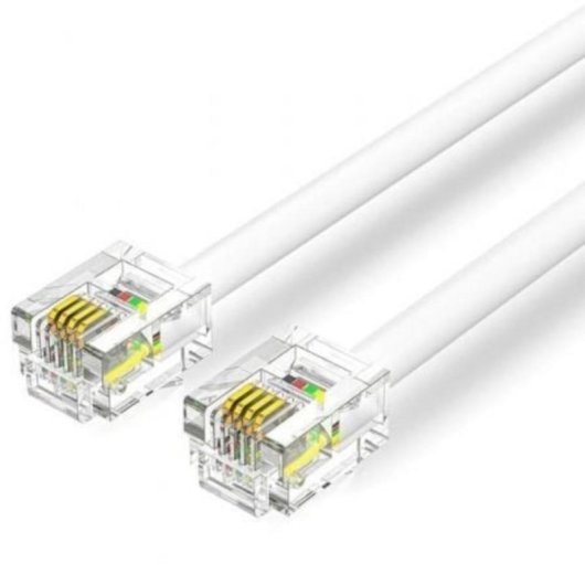 Cable Teléfono Vention IQBWJ 5m RJ11 6P4C Plano Blanco Chapado Oro