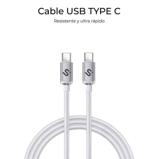 Câble USB-C Subblim Optimus 2m 60W Nylon tressé Blanc 480Mbps