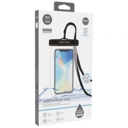 Funda Impermeable Universal Tech One Tech TEC2850 PVC IPX8 Negra para Smartphones hasta 7"