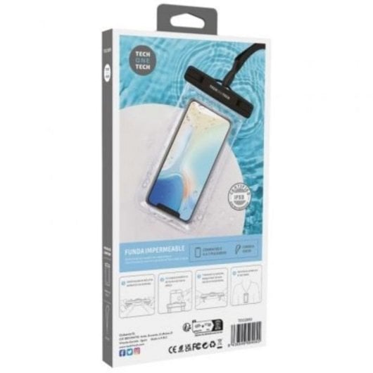 Funda Impermeable Universal Tech One Tech TEC2850 PVC IPX8 Negra para Smartphones hasta 7"