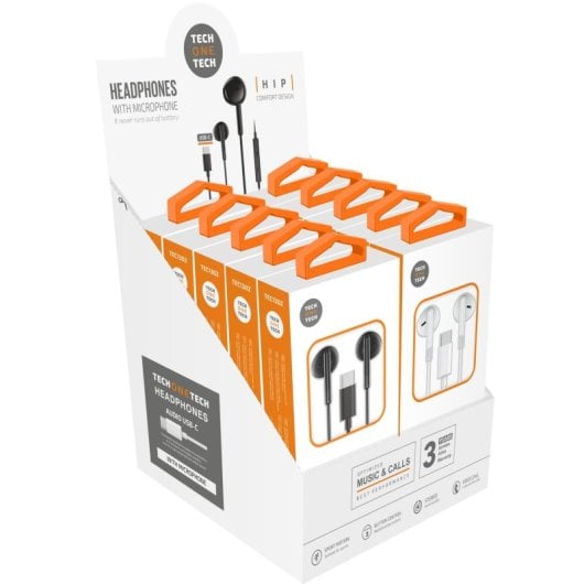 Auricolari TECH ONE TECH HIP USB-C TEC1301/TEC1302 Ergonomici 10 pezzi Auricolari TECH ONE TECH HIP USB-C TEC1301/TEC1302 Ergonomici 10 pezzi
