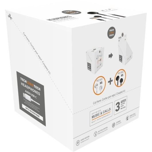 Auricolari TECH ONE TECH HIP USB-C TEC1301/TEC1302 Ergonomici 10 pezzi Auricolari TECH ONE TECH HIP USB-C TEC1301/TEC1302 Ergonomici 10 pezzi