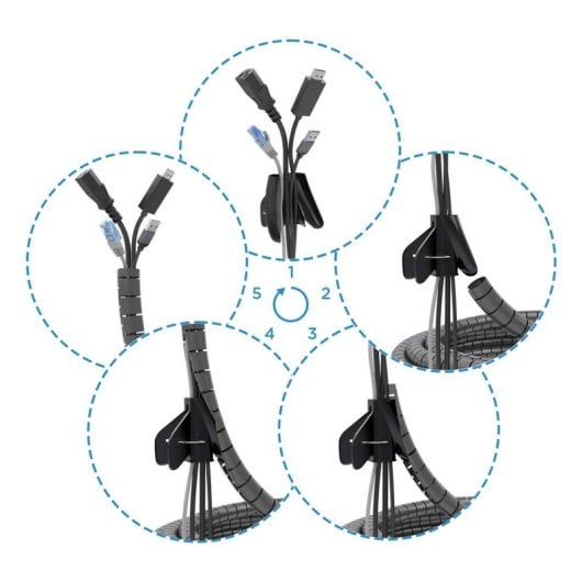 Organizador de cables en espiral Aisens A151-0900 10m 25mm plástico negro alta resistencia