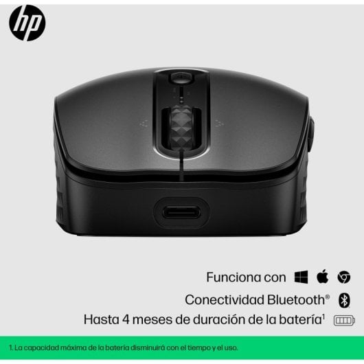 Ratón HP inalámbrico recargable, 6 Botones Ajustables, Bluetooth, 4000 PPP, Rueda Inclinable, Negro