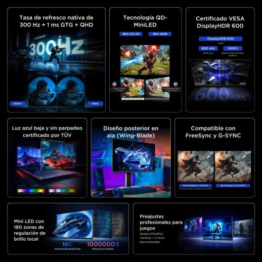 Monitor TCL 25G64 24,5" FHD 300Hz IPS QD-Mini LED 1ms FreeSync Premium