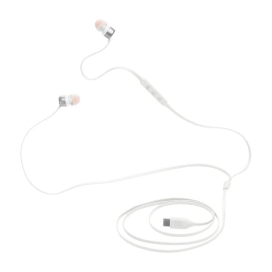 Auriculares JBL con cable USB-C, micrófono, Pure Bass, Hi-Res, blancos