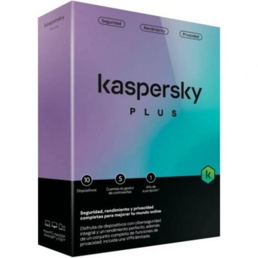 Antivirus Kaspersky Plus 10 Dispositivos 1 Año VPN Ilimitada Admin Contraseñas Físico