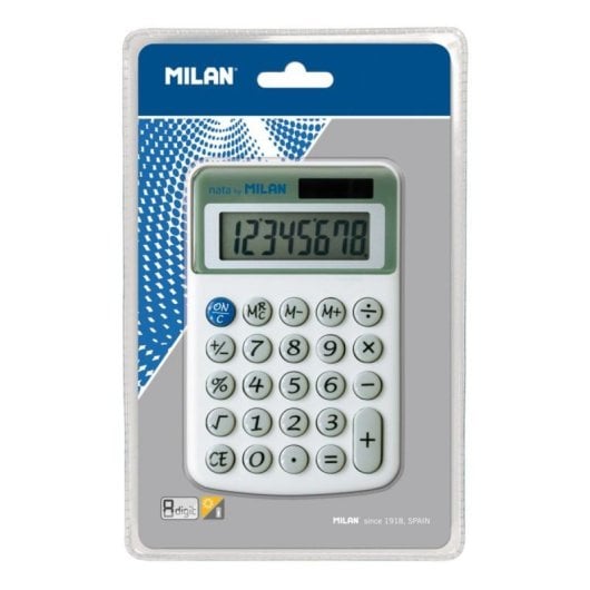 Calculadora Milan 40918BL 8 dígitos batería solar 3 teclas memoria blanco sobremesa