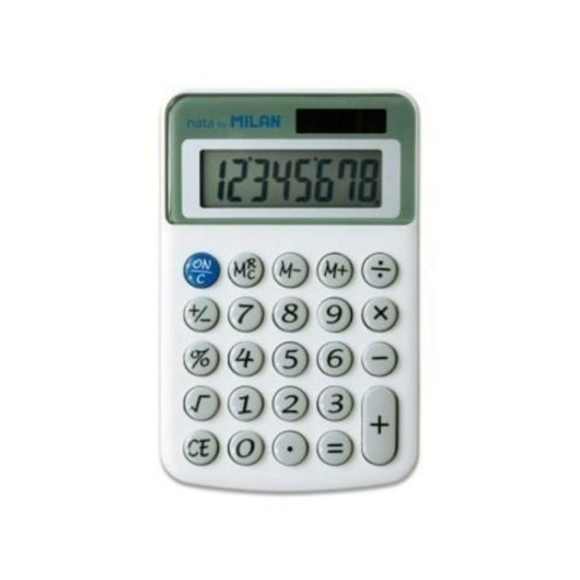 Calculadora Milan 40918BL 8 dígitos batería solar 3 teclas memoria blanco sobremesa