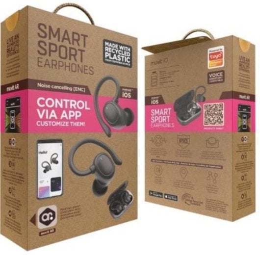 Auriculares muvit iO inalámbricos Bluetooth ENC con Cancelación de Ruido IPX5 negros