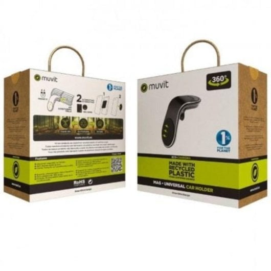 Soporte de Smartphone para Coche Muvit MCCHL0007 Universal Magnético Rotación 360° Negro