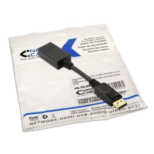 Conversor Nanocable DisplayPort Macho HDMI Hembra 15cm Negro