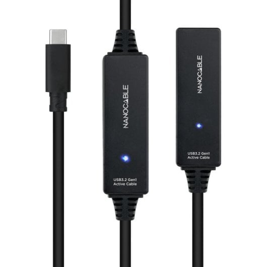 Cable USB-C Nanocable 10.01.1312 10m Prolongador USB 3.2 Gen1 con Amplificador Negro