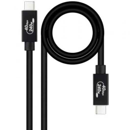 Cable USB Nanocable 10.01.5002 USB4 Gen3x2 40Gbps 240W USB-C/M-USB-C/M 1.8m Negro