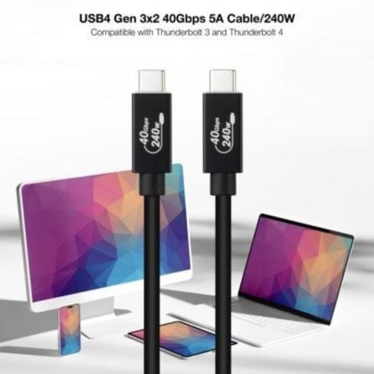 Cable USB Nanocable 10.01.5002 USB4 Gen3x2 40Gbps 240W USB-C/M-USB-C/M 1.8m Negro