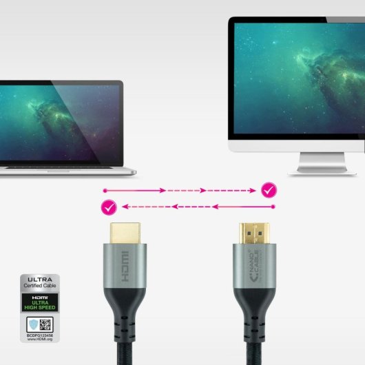 Cable HDMI 2.1 Nanocable 10.15.8103 3m Certificado Ultra High Speed 48Gbps 8K Oro Negro