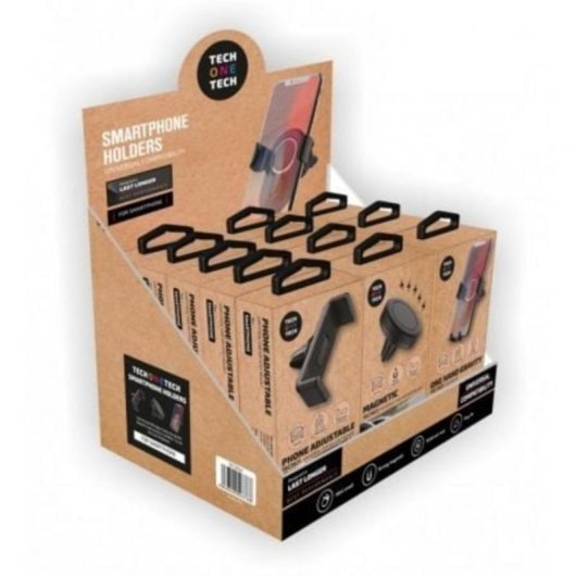 Soporte para Smartphone de Coche Tech One Tech TEC2824 Pack Expositor 12 Unidades