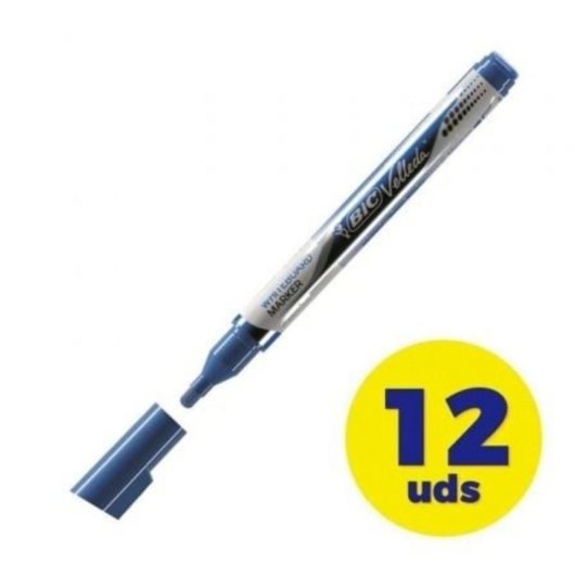Rotulador para pizarra Bic Velleda 902087 azul punta redonda 1.5mm caja 12 unidades