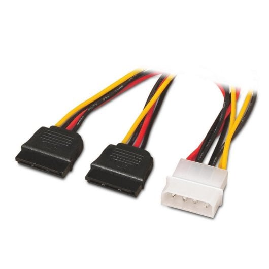Cable SATA alimentación AISENS A131-0161 MOLEX 4 PIN Macho a 2x SATA Hembra 20cm RoHS