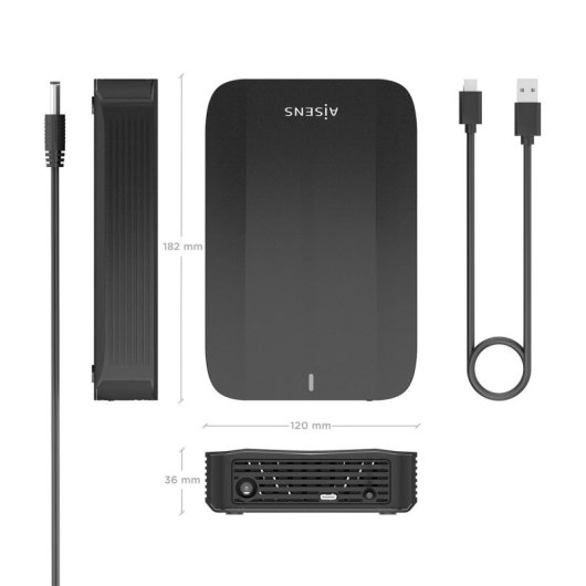 Caja Externa 3.5" AISENS ASE-3535B Aluminio Negro USB-C USB 3.1 GEN1 UASP LED