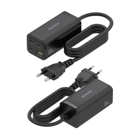 Ladegerät AISENS ASCH-100W4P054-BK GaN 100W 3x USB-C PD3.0 QC4.0 QC5.0 1x USB-A QC3.0