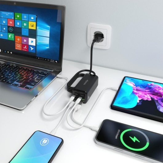 Ladegerät AISENS ASCH-100W4P054-BK GaN 100W 3x USB-C PD3.0 QC4.0 QC5.0 1x USB-A QC3.0
