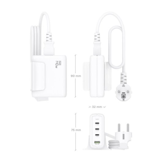 Cargador de Sobremesa AISENS ASCH-140W4P055-W GaN 140W, 3x USB-C PD3.1, 1x USB-A QC3.0, Blanco