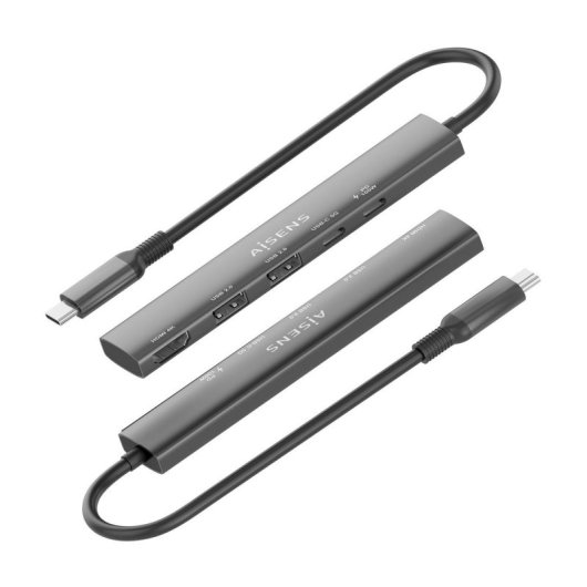 Dock USB-C AISENS ASUC-5P022-GR 1x HDMI 2x USB-A 1x USB-C Datos 1x USB-C PD 100W Gris 15cm