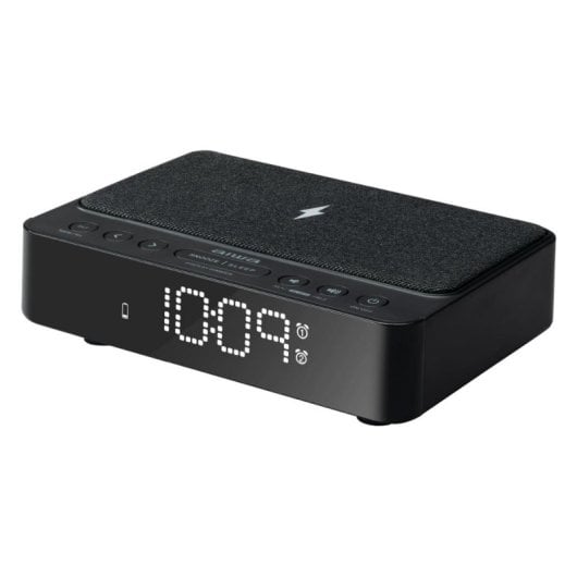 Reloj despertador Aiwa CR-30BK FM Carga inalámbrica 5W Dual Alarma LED USB Negro
