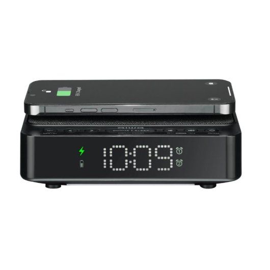 Reloj despertador Aiwa CR-30BK FM Carga inalámbrica 5W Dual Alarma LED USB Negro