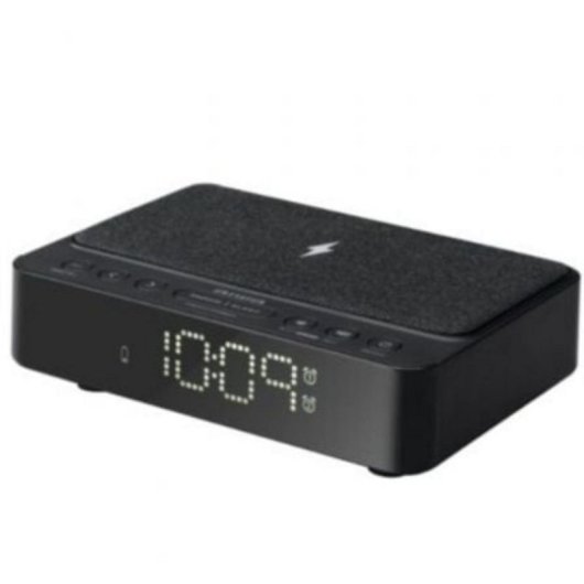 Reloj despertador Aiwa CR-30BK FM Carga inalámbrica 5W Dual Alarma LED USB Negro