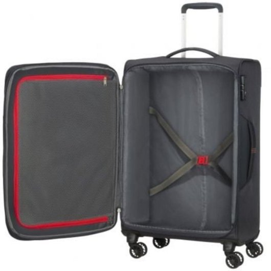 Maleta American Tourister Crosstrack 67cm Expandible 4 Ruedas TSA Gris Rojo