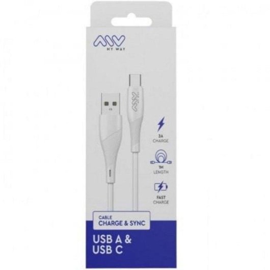 Cable USB 2.0 Typ C Myway MWUSC0019 CB10c 1m 5V/3A Weiß