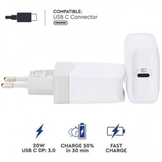 Chargeur mural Myway LL-T219 USB-C Power Delivery 20W blanc compact