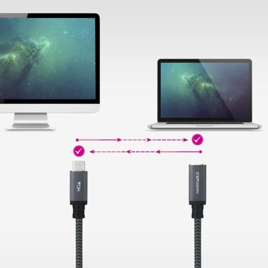 Cable USB-C Nanocable 10.01.4502-COMB 2m 20Gbps 100W/5A 4K/60Hz Negro