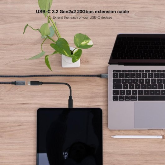 Cable USB-C Nanocable 10.01.4502-COMB 2m 20Gbps 100W/5A 4K/60Hz Negro