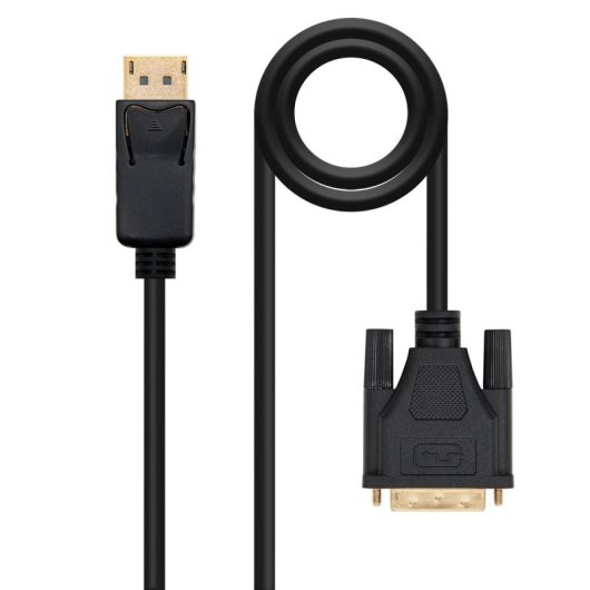Cable conversor Nanocable 10.15.4502 DisplayPort a DVI 2m oro 24K negro