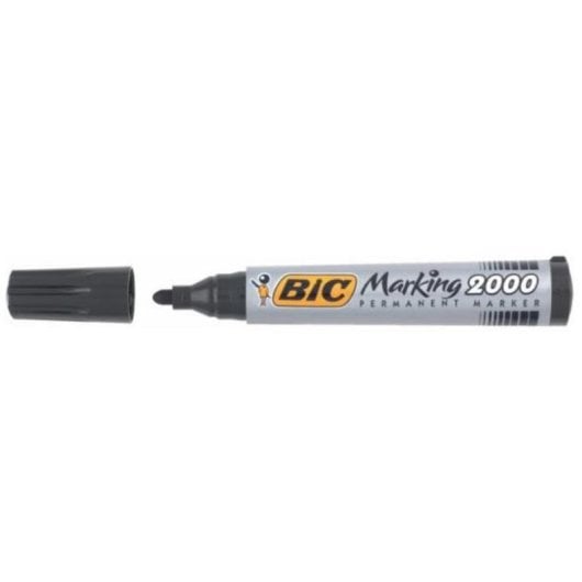 Rotulador Permanente BIC Marking 2000 Negro Punta Redonda Acrílica 1.7mm Caja 12 Unidades